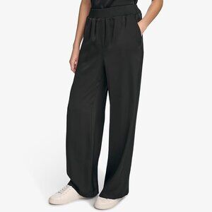 NWT Calvin Klein Black Waist Band Wide Leg Casual Pants XS MSRP $89